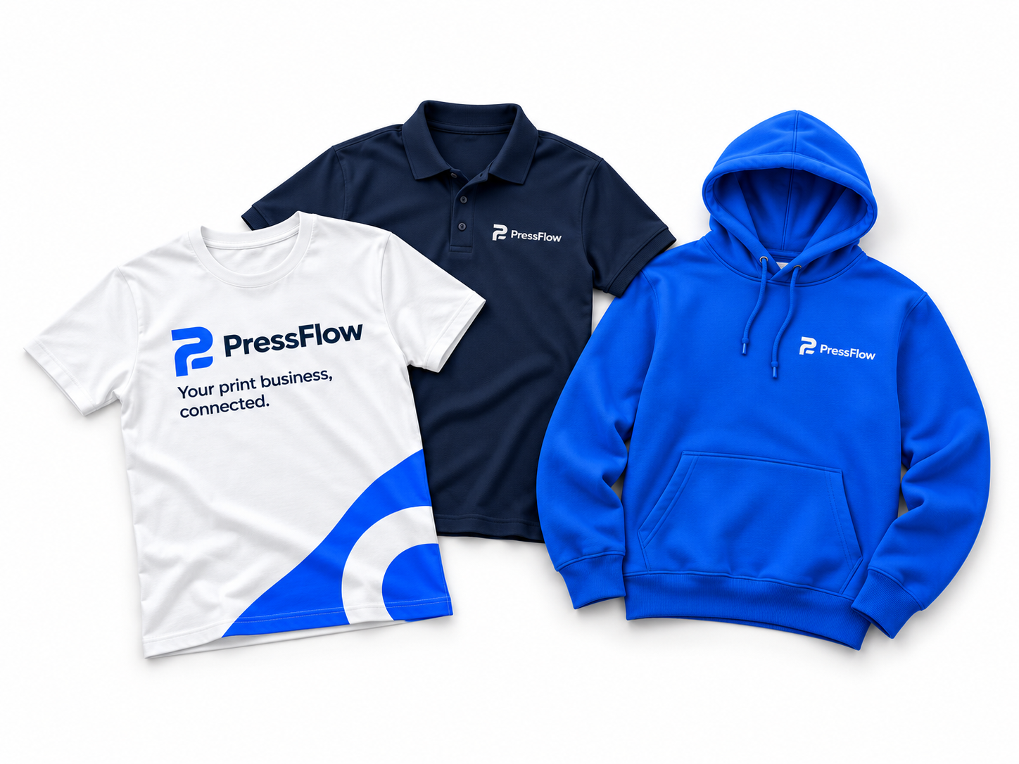 Clothing with PressFlow branding.